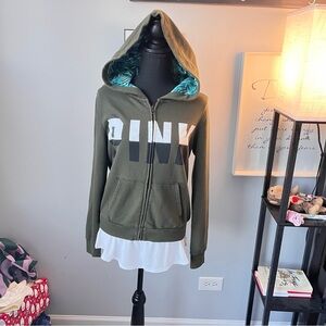 Victoria Secret PINK zip up hoodie size medium with Hawaiian style hood